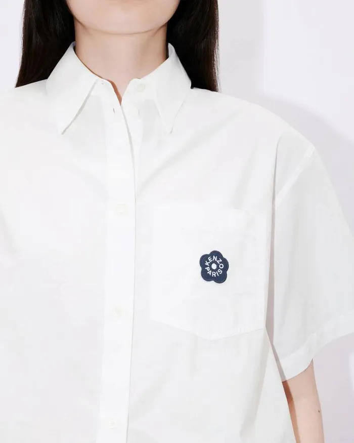 Women 039Boke Flower 20039 Embroidered Cropped Shirt White Kenzo Shirts And Tops