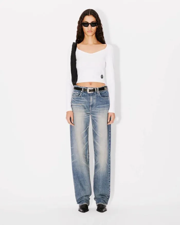 Women 039Boke Flower 20039 Embroidered Long Sleeves Tshirt White Kenzo Tshirts And Polos