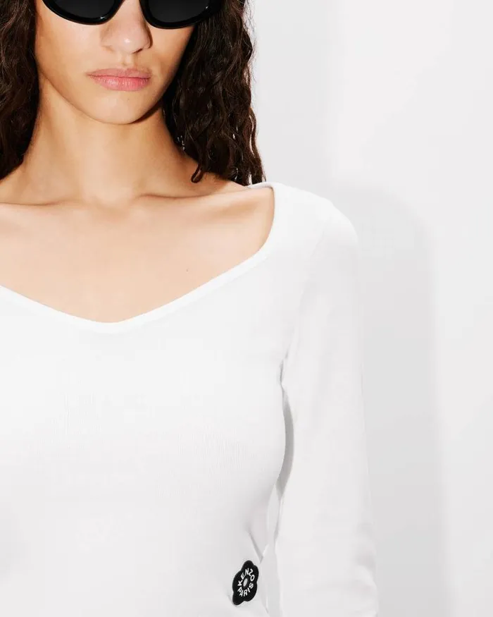 Women 039Boke Flower 20039 Embroidered Long Sleeves Tshirt White Kenzo Tshirts And Polos