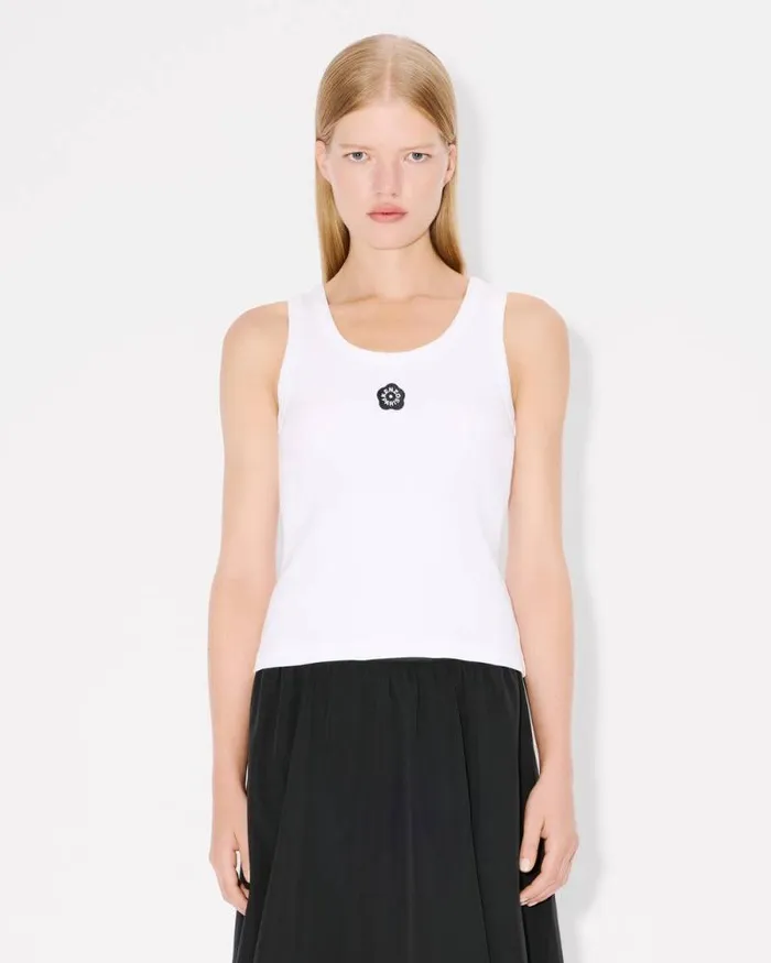 Women 039Boke Flower 20039 Rib Tank Top White Kenzo Shirts And Tops