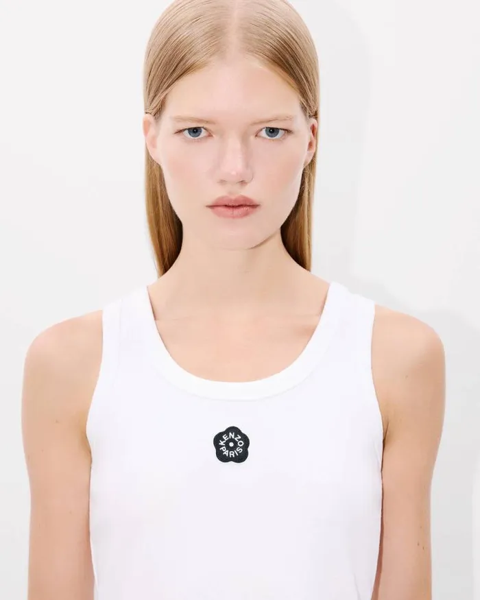 Women 039Boke Flower 20039 Rib Tank Top White Kenzo Shirts And Tops