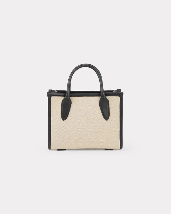 Women 039KENZO 18039 Small Tote Bag In Canvas And Leather Black Kenzo Bags