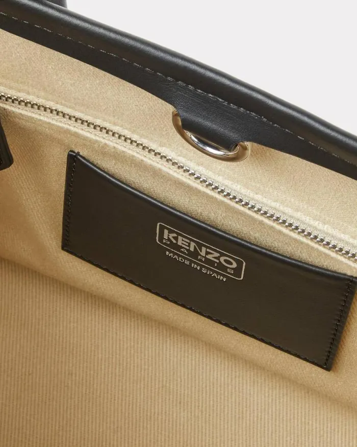 Women 039KENZO 18039 Small Tote Bag In Canvas And Leather Black Kenzo Bags