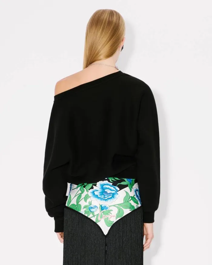 Women 039KENZO Peonies039 Batwing Sweatshirt In Cotton Black Kenzo Sweatshirts And Hoodies