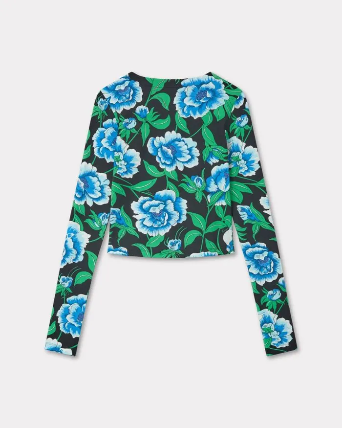 Women 039KENZO Peonies039 Cardigan Black Kenzo Shirts And Tops