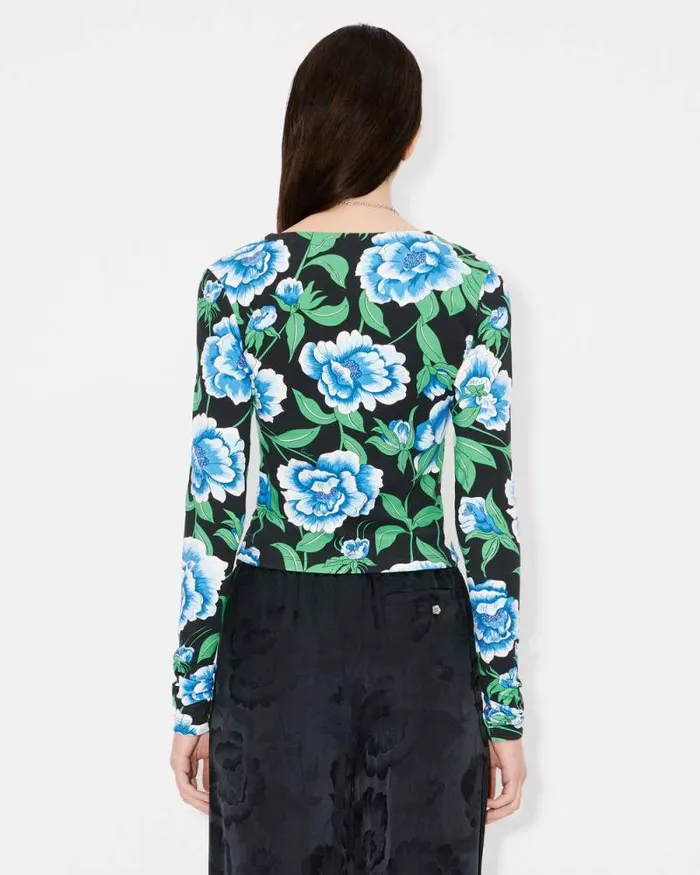 Women 039KENZO Peonies039 Cardigan Black Kenzo Shirts And Tops