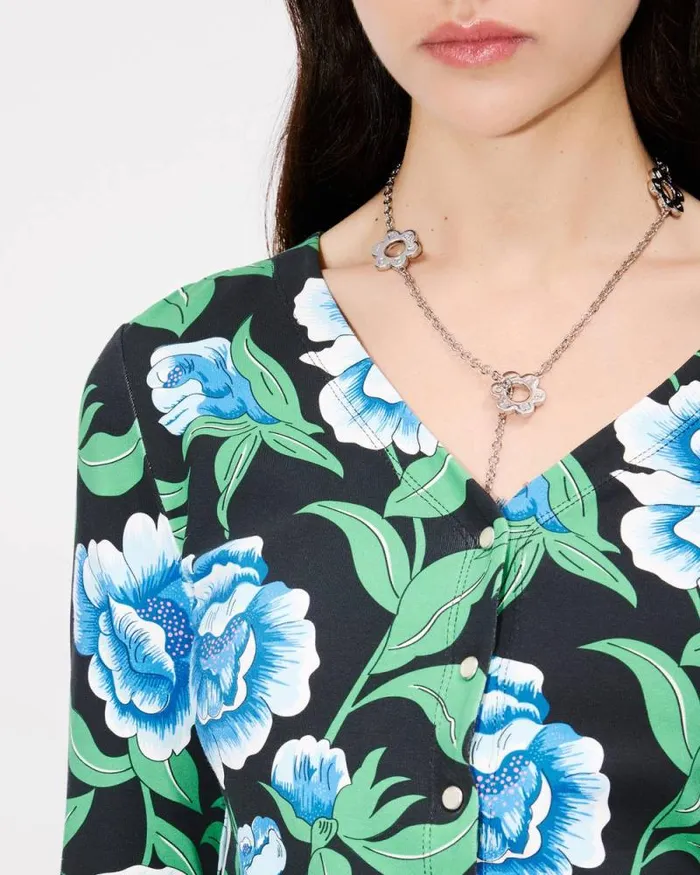 Women 039KENZO Peonies039 Cardigan Black Kenzo Shirts And Tops