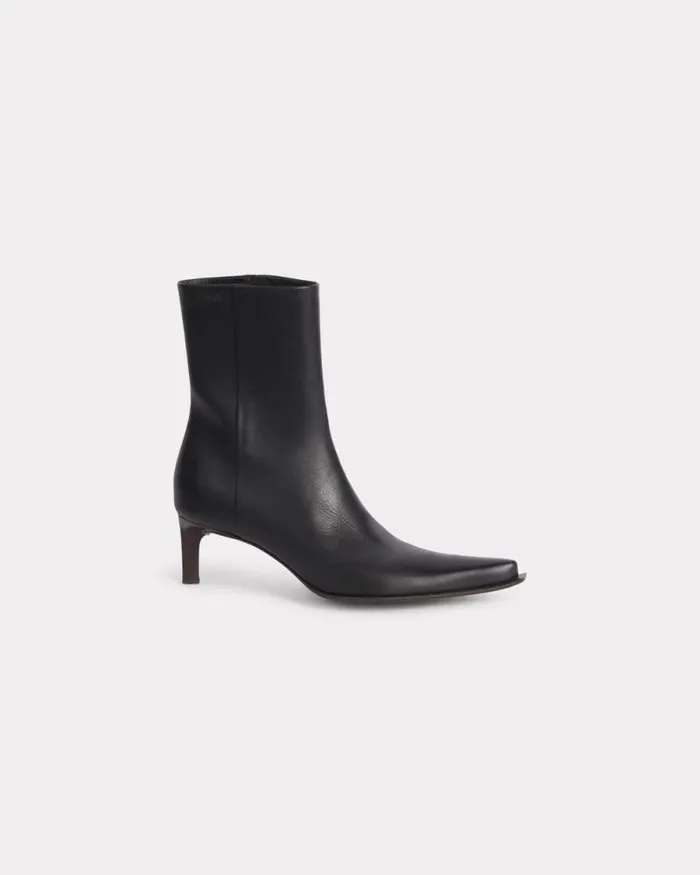 Women 039KENZO Reia039 Ankle Heeled Boots In Leather Black Kenzo Boots