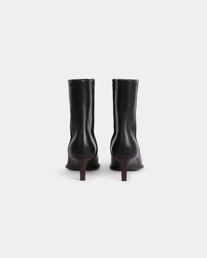 Women 039KENZO Reia039 Ankle Heeled Boots In Leather Black Kenzo Boots