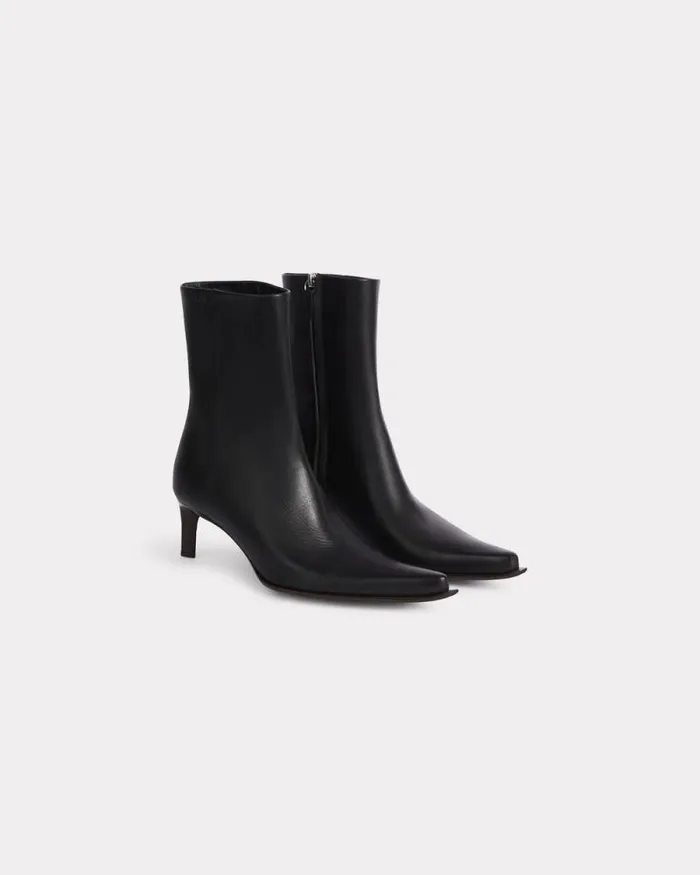 Women 039KENZO Reia039 Ankle Heeled Boots In Leather Black Kenzo Boots
