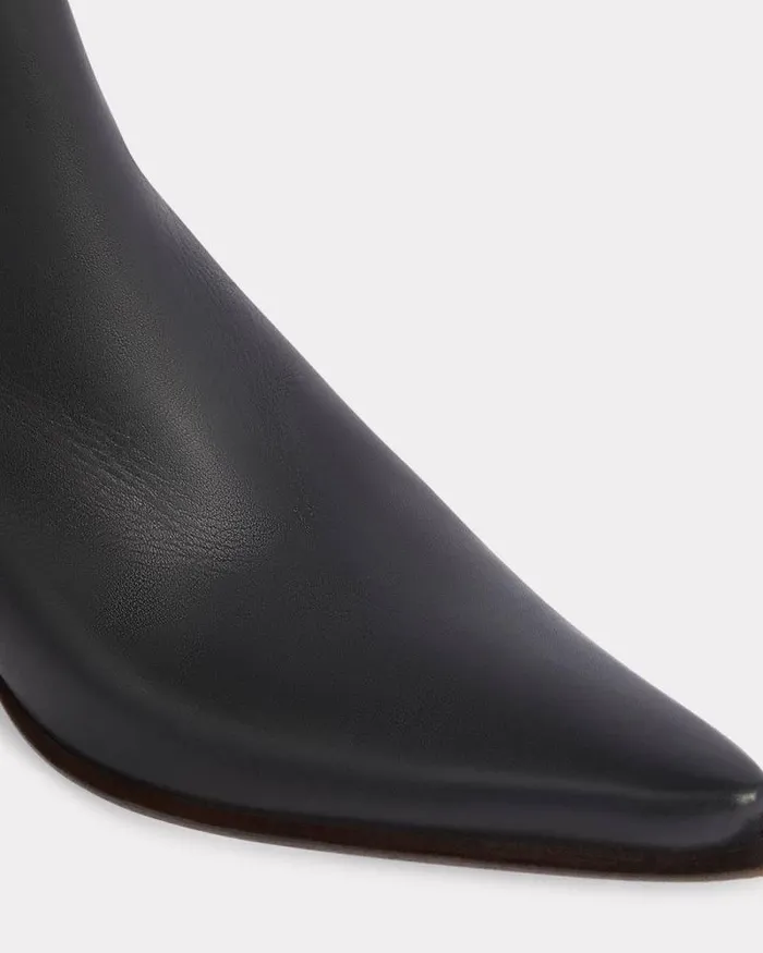 Women 039KENZO Reia039 Ankle Heeled Boots In Leather Black Kenzo Boots