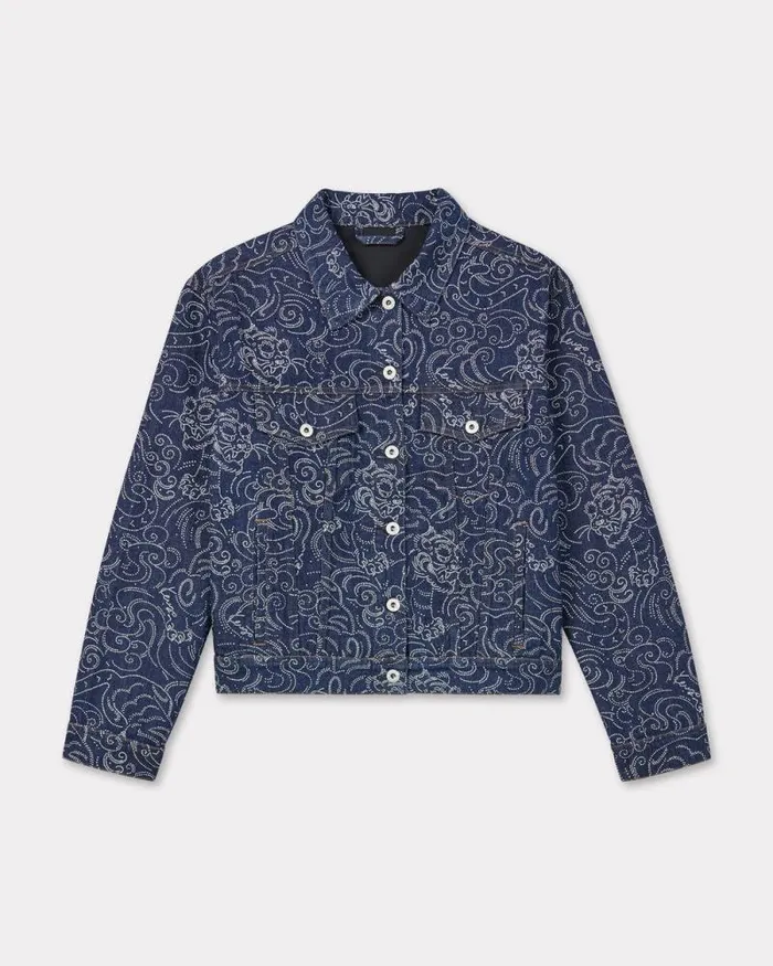 Women 039KENZO Star Tiger039 Oversized Trucker Jacket In Japanese Denim Rinse Blue Denim Kenzo Jackets And Coats Women 039KENZO Star Tiger039 Oversized Trucker Jacket In Japanese Denim Rinse Blue Denim Kenzo Jackets And Coats