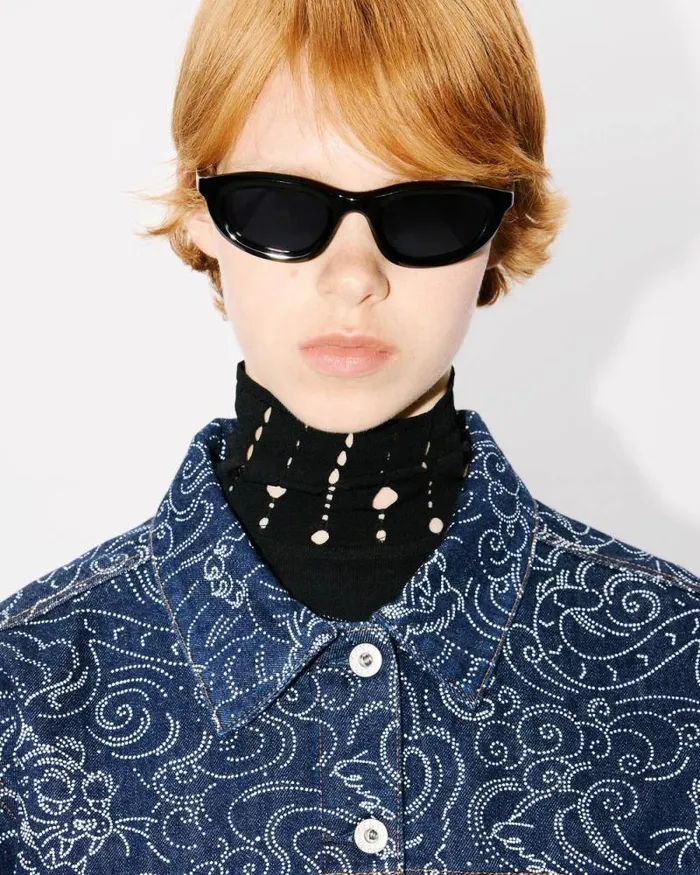 Women 039KENZO Star Tiger039 Oversized Trucker Jacket In Japanese Denim Rinse Blue Denim Kenzo Jackets And Coats