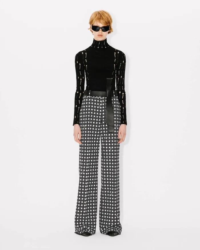 Women 039KENZO Weave039 Wide Pants White Kenzo Pants And Shorts