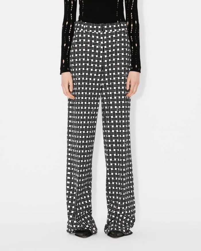Women 039KENZO Weave039 Wide Pants White Kenzo Pants And Shorts