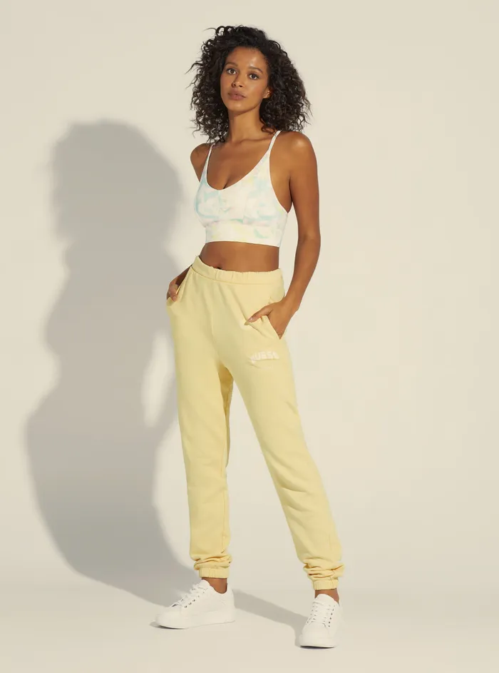 Women Activewear GUESS Yellow Bryony Active Logo Trackpants Women Activewear GUESS Yellow Bryony Active Logo Trackpants