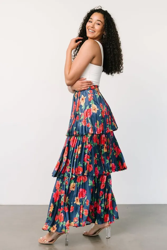 Women Alaina Tiered Maxi Skirt Navy Floral Baltic Born Skirts Women Alaina Tiered Maxi Skirt Navy Floral Baltic Born Skirts