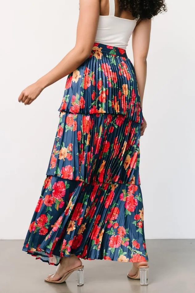Women Alaina Tiered Maxi Skirt Navy Floral Baltic Born Skirts Women Alaina Tiered Maxi Skirt Navy Floral Baltic Born Skirts
