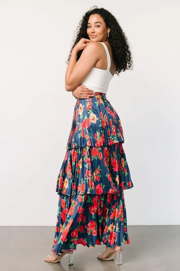 Women Alaina Tiered Maxi Skirt Navy Floral Baltic Born Skirts Women Alaina Tiered Maxi Skirt Navy Floral Baltic Born Skirts