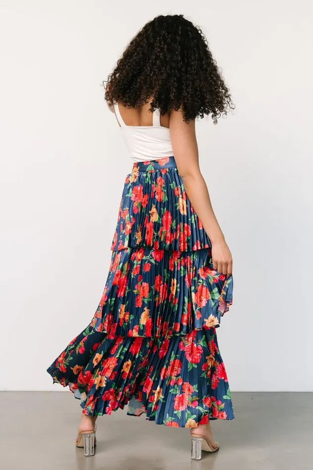 Women Alaina Tiered Maxi Skirt Navy Floral Baltic Born Skirts Women Alaina Tiered Maxi Skirt Navy Floral Baltic Born Skirts