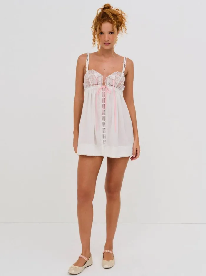 Women Alexa Slip Dress White For Love and Lemons Lingerie