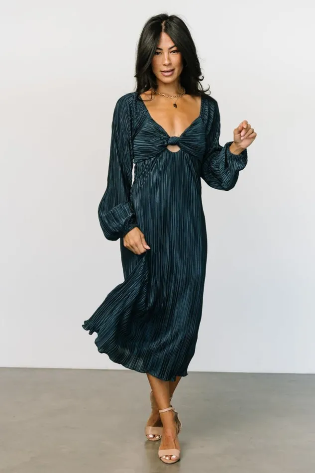 Women Amani Pleated Midi Dress Peacock Baltic Born Midi Dresses