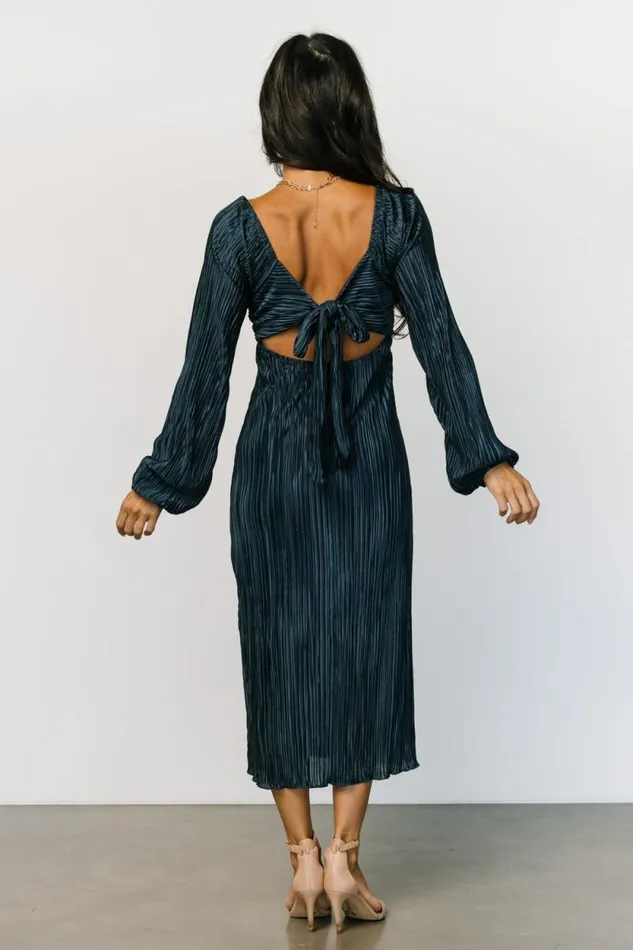 Women Amani Pleated Midi Dress Peacock Baltic Born Midi Dresses