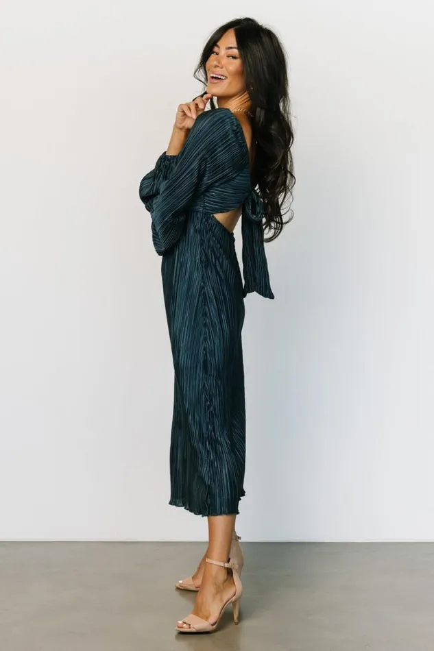 Women Amani Pleated Midi Dress Peacock Baltic Born Midi Dresses