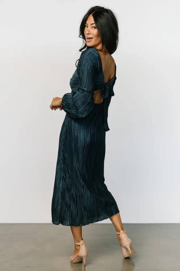 Women Amani Pleated Midi Dress Peacock Baltic Born Midi Dresses