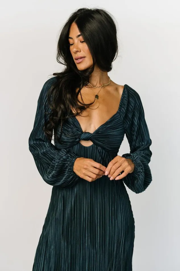 Women Amani Pleated Midi Dress Peacock Baltic Born Midi Dresses