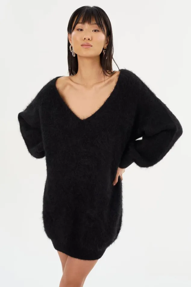 Women AMARIS Wool Mini Dress Black LAMARQUE Dresses Women AMARIS Wool Mini Dress Black LAMARQUE Dresses