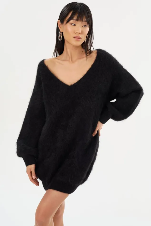 Women AMARIS Wool Mini Dress Black LAMARQUE Dresses Women AMARIS Wool Mini Dress Black LAMARQUE Dresses