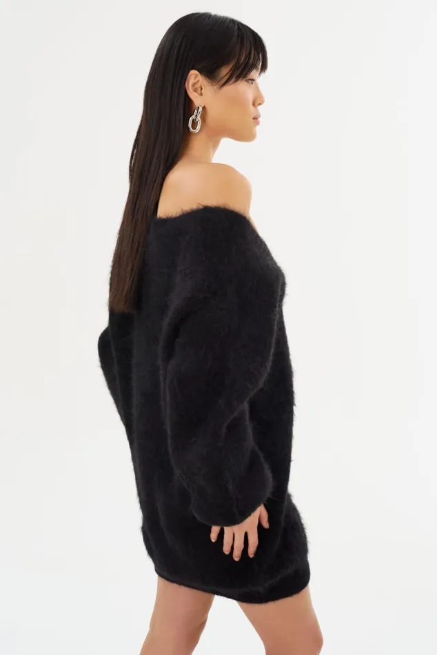 Women AMARIS Wool Mini Dress Black LAMARQUE Dresses Women AMARIS Wool Mini Dress Black LAMARQUE Dresses