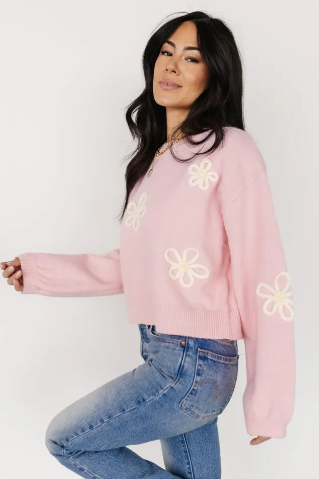 Women Annie Flower Knit Sweater Pink Baltic Born Sweaters Women Annie Flower Knit Sweater Pink Baltic Born Sweaters