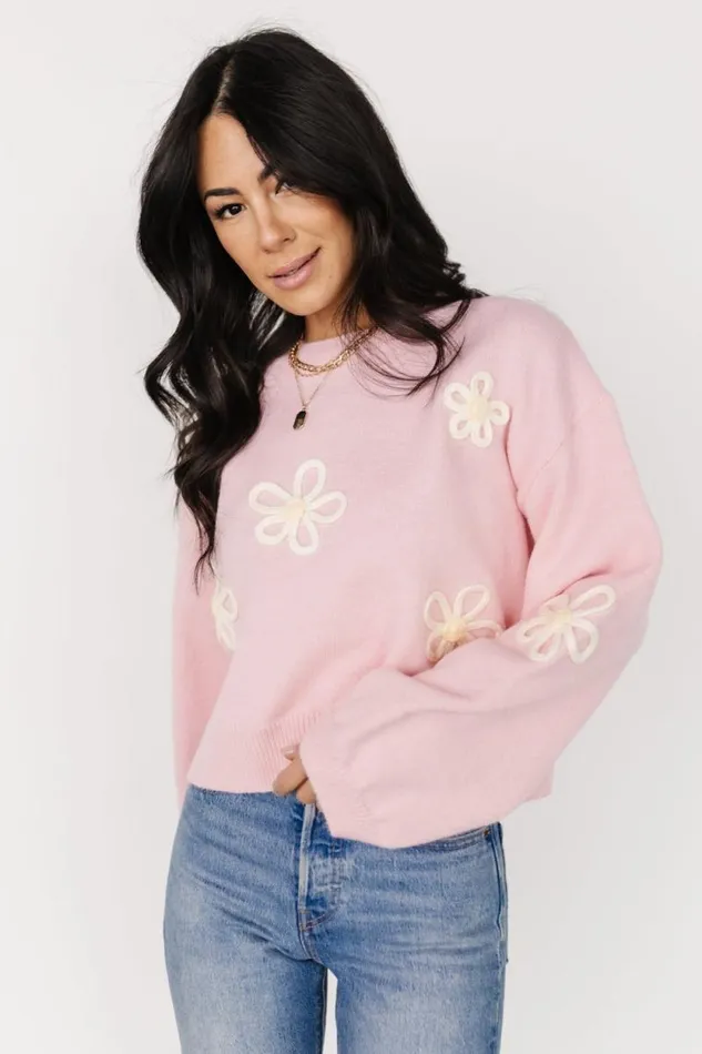 Women Annie Flower Knit Sweater Pink Baltic Born Sweaters Women Annie Flower Knit Sweater Pink Baltic Born Sweaters
