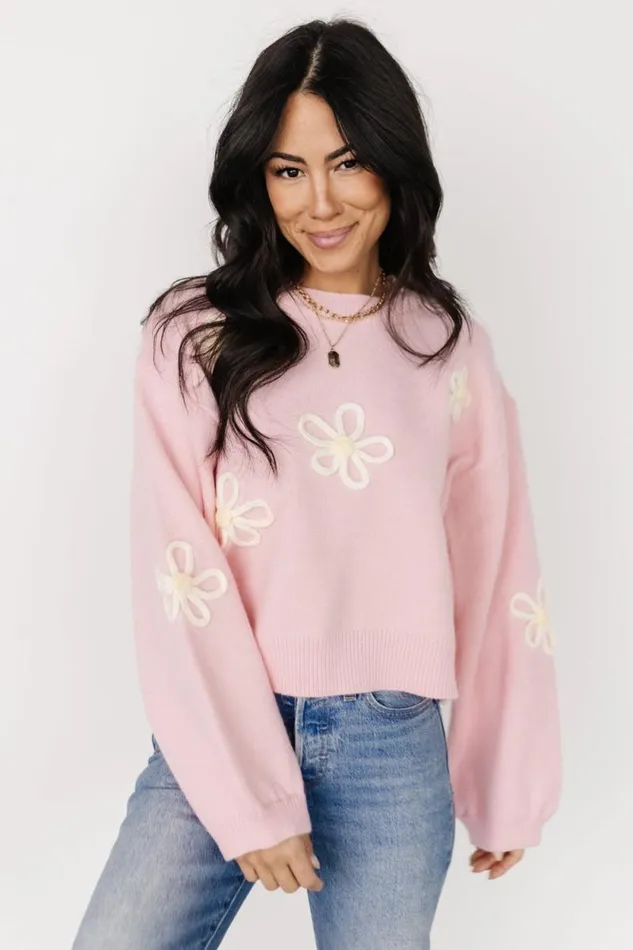 Women Annie Flower Knit Sweater Pink Baltic Born Sweaters Women Annie Flower Knit Sweater Pink Baltic Born Sweaters