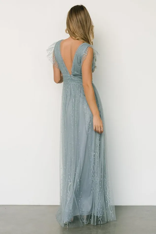 Women Annika Sequin Mesh Maxi Dress Slate Baltic Born Embellished and Sequined