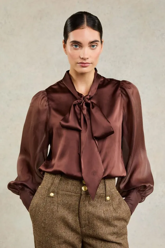 Women Ariella Blouse Chocolate Holland Cooper Shirts and Blouses