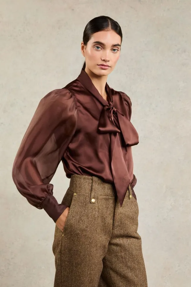 Women Ariella Blouse Chocolate Holland Cooper Shirts and Blouses Women Ariella Blouse Chocolate Holland Cooper Shirts and Blouses