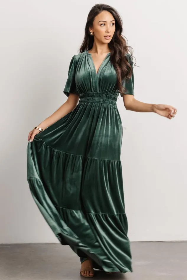 Women Artemis Velvet Maxi Dress Deep Lagoon Baltic Born Maxi Dresses