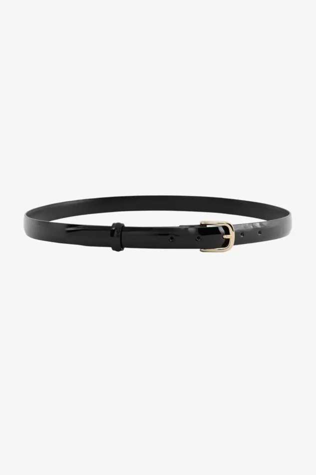 Women ATHENS Patent Leather Belt Blackgold LAMARQUE Belts