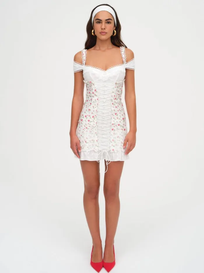Women Baela Corset Mini Dress White For Love and Lemons Dresses