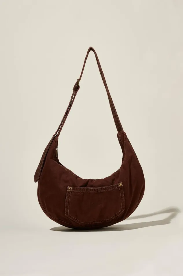 Women Bags and Belts Cotton On Bowie Crescent Cross Body Bag Chocolate Denim