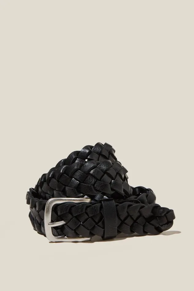 Women Bags and Belts Cotton On Luiza Braided Weave Belt Blacksilver