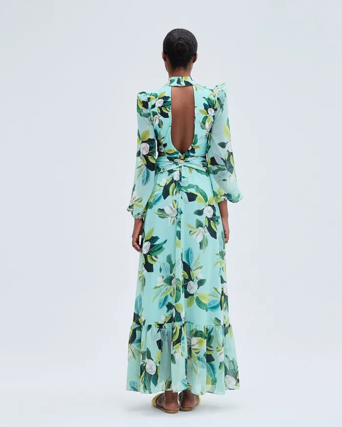Women Beach Dresses PatBO Magnolia Plunge Maxi Dress FINAL SALE Green Multi