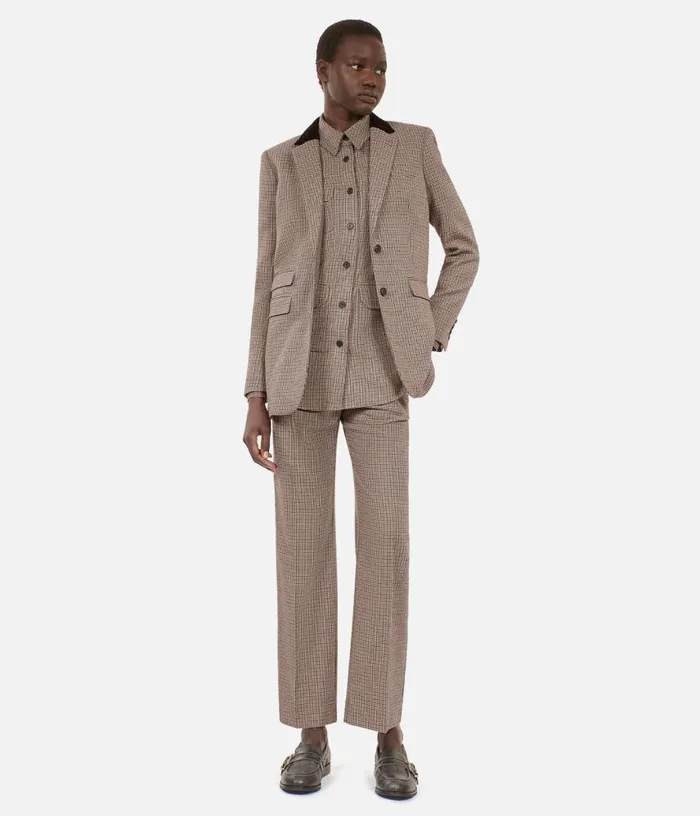 Women Beige Houndstooth Suit Jacket THE KOOPLES Blazers and Suits