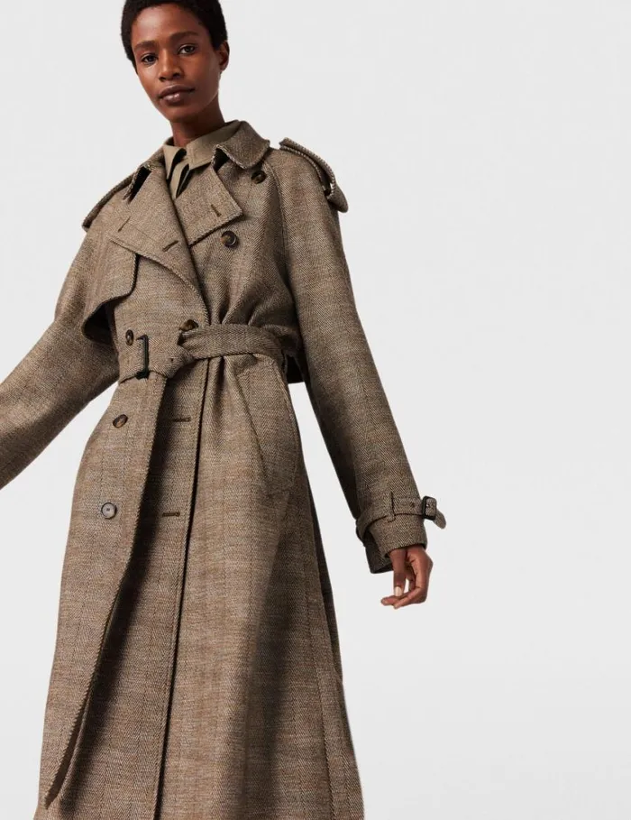 Women Belted Herringbone Trench Coat Prince Of Wales Check Stella McCartney Coats And Jackets Women Belted Herringbone Trench Coat Prince Of Wales Check Stella McCartney Coats And Jackets