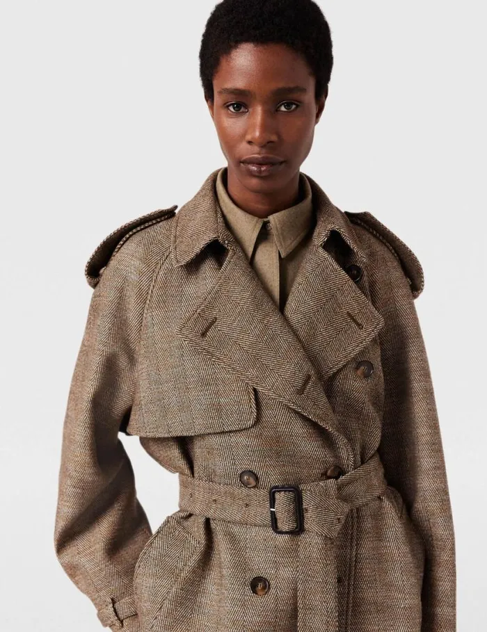 Women Belted Herringbone Trench Coat Prince Of Wales Check Stella McCartney Coats And Jackets Women Belted Herringbone Trench Coat Prince Of Wales Check Stella McCartney Coats And Jackets