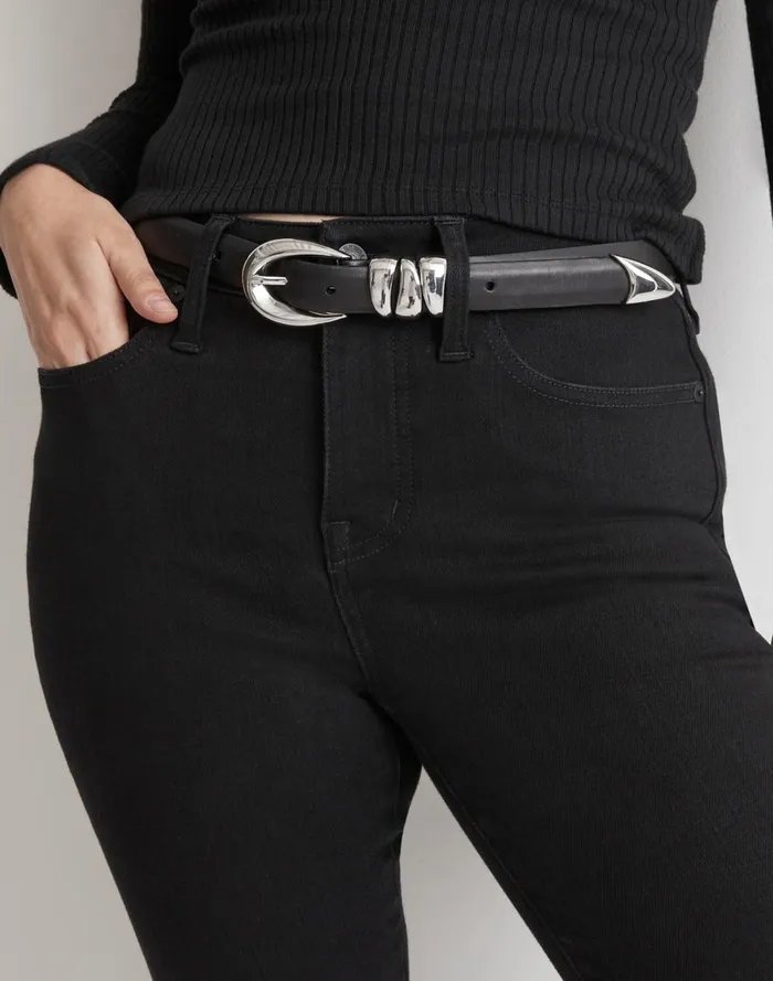 Women Belts Madewell Triple Metal Keeper Belt True Black