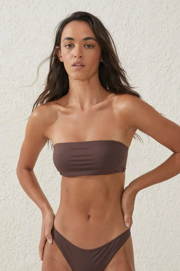 Women Bikinis Cotton On Bandeau Bikini Top Brownie